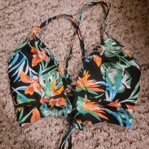Time and Tru Tropical Floral Bikini Top